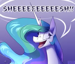 Size: 3500x3000 | Tagged: safe, artist:spirit-fire360, derpibooru import, princess celestia, alicorn, fanart, image, meme, open mouth, png, sheesh