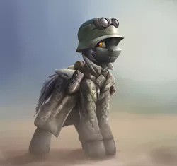 Size: 3400x3200 | Tagged: safe, artist:richmay, derpibooru import, oc, changeling, equestria at war mod, changeling oc, clothes, desert, german, goggles, helmet, image, military, military uniform, png, solo, uniform, war, world war ii