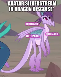 Size: 500x628 | Tagged: safe, derpibooru import, edit, edited screencap, screencap, prominence, silverstream, dragon, avatar silverstream, avatar the last airbender, background dragon, cropped, disguise, image, jpeg