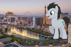Size: 2093x1396 | Tagged: safe, artist:sirmlp1, derpibooru import, lucky clover, pony, giant pony, highrise ponies, image, irl, jpeg, las vegas, macro, photo, ponies in real life