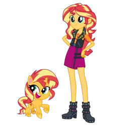 Size: 1024x1024 | Tagged: safe, artist:emeraldblast63, artist:twilirity, derpibooru import, sunset shimmer, human, pony, unicorn, equestria girls, equestria girls series, my little pony: pony life, spoiler:eqg series (season 2), clothes, duo, duo female, female, geode of empathy, image, magical geodes, png, self ponidox, simple background, transparent background, vector