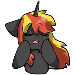 Size: 512x512 | Tagged: safe, artist:alex69vodka, derpibooru import, oc, oc:java, unofficial characters only, pony, unicorn, eyes closed, facehoof, female, image, meme, open mouth, png, simple background, sticker, transparent background