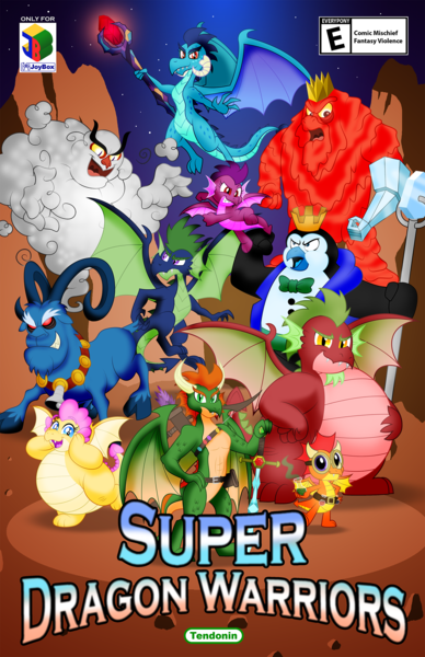 Size: 1500x2318 | Tagged: safe, artist:aleximusprime, derpibooru import, erebus, grogar, king charlatan, lavan, princess ember, oc, oc:buttercream the dragon, oc:grumblebog, oc:penny the dragon, oc:percy the dragon, oc:sizzle, oc:smelt, bird, demon, dragon, lava demon, penguin, sheep, flurry heart's story, g1, arrow, bell, bloodstone scepter, bow (weapon), bow and arrow, box art, chubby, cloud demon, crown, cute, dragon horns, dragon wings, female, g4, grogar's bell, ice, image, jewelry, joybox, lava, male, penguin king, plump, png, poster, potion, ram, regalia, scepter, spikes, staff, super dragon warriors, sword, video game, weapon, wings