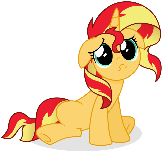 Size: 7063x6608 | Tagged: safe, artist:cirillaq, derpibooru import, sunset shimmer, pony, unicorn, absurd resolution, commission, cute, female, image, mare, png, puppy dog eyes, shimmerbetes, simple background, sitting, transparent background, vector