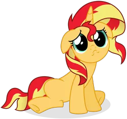 Size: 7063x6608 | Tagged: safe, artist:cirillaq, derpibooru import, sunset shimmer, pony, unicorn, absurd resolution, commission, cute, female, image, mare, png, puppy dog eyes, shimmerbetes, simple background, sitting, transparent background, vector