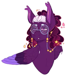 Size: 1405x1595 | Tagged: safe, artist:sleepy-nova, derpibooru import, oc, oc:sweet daydream, pony, bust, colored wings, female, glasses, image, mare, multicolored wings, parent:princess luna, png, portrait, simple background, solo, transparent background, wings