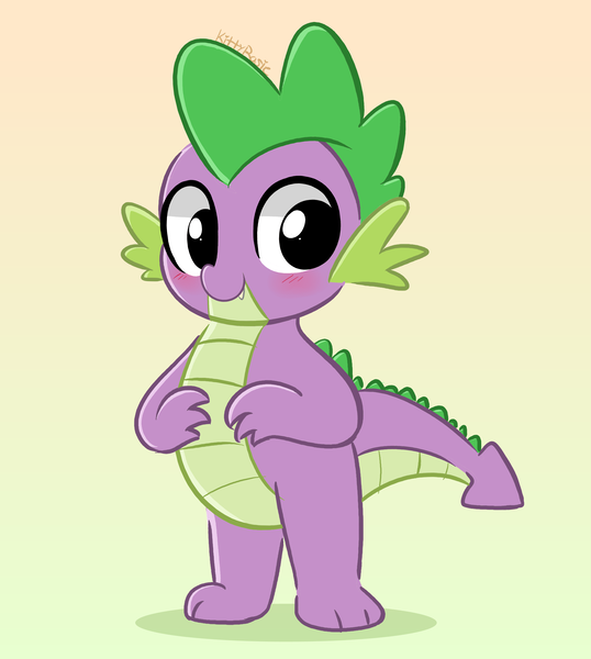 Size: 3656x4080 | Tagged: safe, artist:kittyrosie, derpibooru import, spike, dragon, blushing, cute, image, looking at you, png, smiling, solo, spikabetes