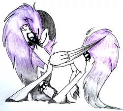 Size: 2326x2097 | Tagged: safe, artist:beamybutt, derpibooru import, oc, unofficial characters only, pegasus, pony, beanie, bracelet, eyelashes, female, hat, image, jpeg, mare, pegasus oc, raised hoof, signature, solo, spiked wristband, tailband, traditional art, wings, wristband