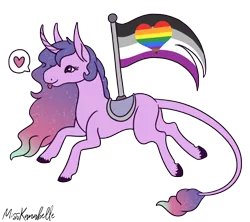 Size: 1258x1116 | Tagged: safe, artist:misskanabelle, derpibooru import, oc, oc:aurora, unofficial characters only, pony, unicorn, :p, ethereal mane, female, gay pride flag, horn, image, leonine tail, mare, pictogram, png, pride, pride flag, signature, simple background, solo, starry mane, tongue out, transparent background, unicorn oc