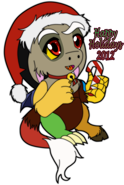Size: 965x1435 | Tagged: safe, artist:chibi-n92, derpibooru import, discord, draconequus, 2012, candy, candy cane, christmas, floppy ears, food, hat, holiday, image, male, png, santa hat, simple background, smiling, solo, transparent background, young discord