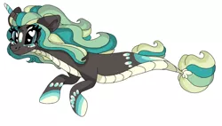 Size: 1924x1093 | Tagged: safe, artist:angelina-adopts, derpibooru import, oc, unofficial characters only, pony, seapony (g4), unicorn, adoptable, dorsal fin, eyelashes, female, fish tail, flowing mane, horn, image, jpeg, seaponified, simple background, solo, species swap, tail, white background, wingding eyes