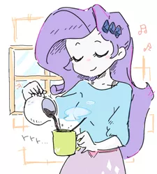 Size: 1092x1211 | Tagged: safe, artist:nendo, derpibooru import, rarity, equestria girls, coffee, coffee mug, eyes closed, image, mug, png