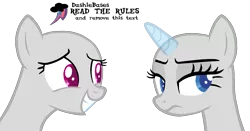 Size: 1862x976 | Tagged: safe, artist:kingbases, derpibooru import, oc, unofficial characters only, earth pony, pony, unicorn, bald, base, bust, duo, earth pony oc, eyelashes, female, frown, grin, horn, image, mare, png, smiling, unicorn oc