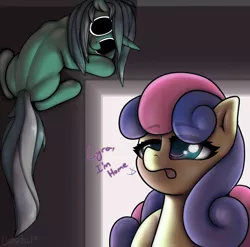 Size: 1398x1383 | Tagged: safe, artist:llametsul, derpibooru import, bon bon, lyra heartstrings, sweetie drops, earth pony, pony, unicorn, atg 2021, couple, creepy, cursed image, dialogue, dilated pupils, female, horror, image, lesbian, lyrabon, newbie artist training grounds, png, shipping