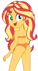 Size: 4479x8323 | Tagged: suggestive, artist:alandssparkle, derpibooru import, edit, editor:slayerbvc, vector edit, sunset shimmer, equestria girls, equestria girls series, sunset's backstage pass!, spoiler:eqg series (season 2), ass, bra, breasts, bunset shimmer, butt, clothes, cutie mark, cutie mark on clothes, cutie mark underwear, female, image, looking at you, looking back, looking back at you, orange underwear, panties, png, praise the sunset, strapless bra, underwear, underwear edit, vector