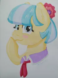 Size: 1024x1366 | Tagged: safe, artist:exobass, derpibooru import, coco pommel, flower, flower in hair, heart eyes, image, jpeg, selfboop, traditional art, wingding eyes