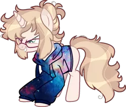 Size: 1229x1043 | Tagged: safe, artist:kurosawakuro, derpibooru import, oc, pony, unicorn, base used, clothes, female, glasses, hoodie, image, mare, png, simple background, solo, transparent background