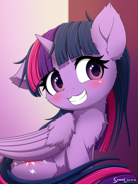 Size: 1350x1800 | Tagged: safe, artist:symbianl, derpibooru import, twilight sparkle, alicorn, cat, cute, image, png, smiling, solo, twiabetes, twilight sparkle (alicorn)