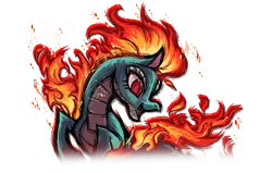 Size: 960x611 | Tagged: safe, artist:alts-art, derpibooru import, tianhuo, dragon, hybrid, longma, them's fightin' herds, community related, image, mane of fire, official, png, simple background, tail of fire, transparent background, vector
