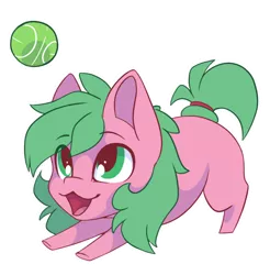 Size: 892x905 | Tagged: safe, artist:arctic-fox, derpibooru import, oc, oc:pine berry, unofficial characters only, earth pony, pony, ball, chibi, image, png, simple background, solo, tennis ball, transparent background