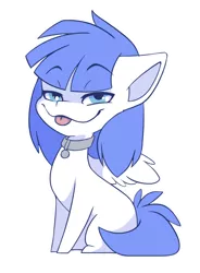 Size: 796x1081 | Tagged: safe, artist:arctic-fox, derpibooru import, oc, oc:snow pup, unofficial characters only, pegasus, pony, chibi, collar, image, png, simple background, solo, tongue out, transparent background