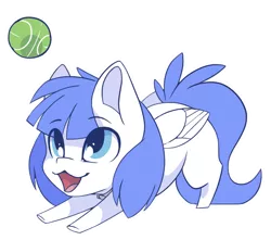 Size: 994x877 | Tagged: safe, artist:arctic-fox, derpibooru import, oc, oc:snow pup, unofficial characters only, pegasus, pony, ball, chibi, collar, image, png, simple background, solo, tennis ball, transparent background