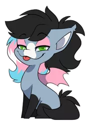 Size: 772x1100 | Tagged: safe, artist:arctic-fox, derpibooru import, oc, oc:starskipper, unofficial characters only, bat pony, pony, bat pony oc, bat wings, chibi, image, png, simple background, solo, tongue out, transparent background, wings