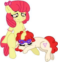 Size: 538x580 | Tagged: safe, artist:jadethepegasus, derpibooru import, apple bloom, twist, pony, female, filly, image, lesbian, png, shipping, twistbloom