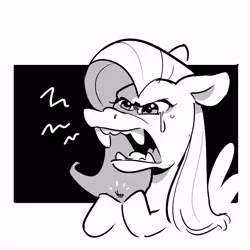 Size: 821x821 | Tagged: safe, artist:kylesmeallie, derpibooru import, fluttershy, ant, insect, pegasus, pony, angry, black and white, crying, female, grayscale, image, jpeg, mare, monochrome, open mouth, solo, teeth
