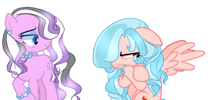 Size: 3956x1884 | Tagged: safe, artist:kiwifroggy0, derpibooru import, cozy glow, diamond tiara, earth pony, pegasus, pony, a better ending for cozy, base used, crossed arms, duo, duo female, female, frown, high res, image, mare, older, older cozy glow, older diamond tiara, png, simple background, smiling, transparent background