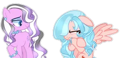 Size: 3956x1884 | Tagged: safe, artist:kiwifroggy0, derpibooru import, cozy glow, diamond tiara, earth pony, pegasus, pony, a better ending for cozy, base used, crossed arms, duo, duo female, female, frown, high res, image, mare, older, older cozy glow, older diamond tiara, png, simple background, smiling, transparent background