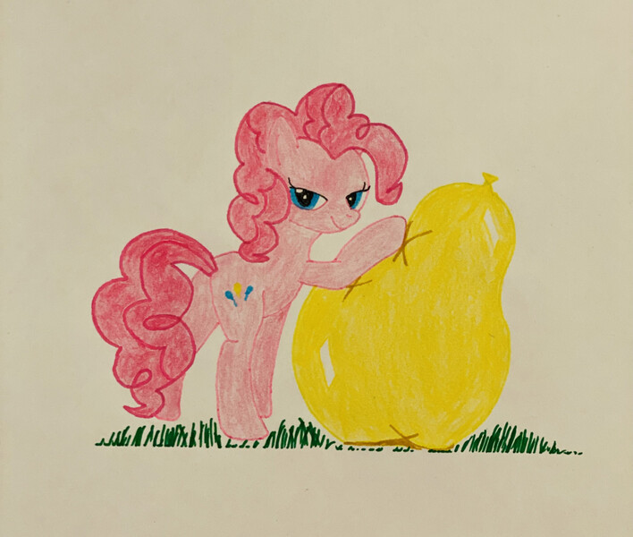 Size: 1280x1084 | Tagged: safe, artist:blackwo96777748, derpibooru import, pinkie pie, earth pony, pony, balloon, balloon fetish, butt, fetish, grass, image, jpeg, lidded eyes, looking at you, plot, solo, traditional art