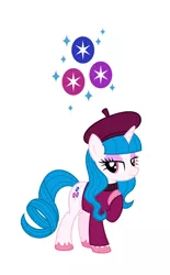 Size: 1280x2060 | Tagged: safe, artist:parclytaxel, artist:starponys87, derpibooru import, oc, unicorn, asperger's syndrome, autism, autistic, beret, bijou, blue, clothes, curly, fancy, fashion, french, hat, image, jpeg, parody, sapphire, sparkle, star sapphire, stars, sweater, turtleneck, wavy hair, white