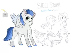 Size: 1996x1512 | Tagged: safe, artist:moccabliss, derpibooru import, oc, oc:steel storm, pegasus, pony, image, male, offspring, parent:rainbow dash, parent:soarin', parents:soarindash, png, solo, teenager