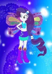 Size: 535x761 | Tagged: safe, artist:magical-mama, artist:selenaede, artist:user15432, derpibooru import, rarity, fairy, human, equestria girls, barely eqg related, base used, boots, clothes, crossover, diamond, element of generosity, fairy wings, fairyized, gradient background, hairpin, hand on hip, high heel boots, high heels, image, magic winx, png, ponied up, purple shoes, purple wings, shoes, sparkly background, wings, winx, winx club, winxified