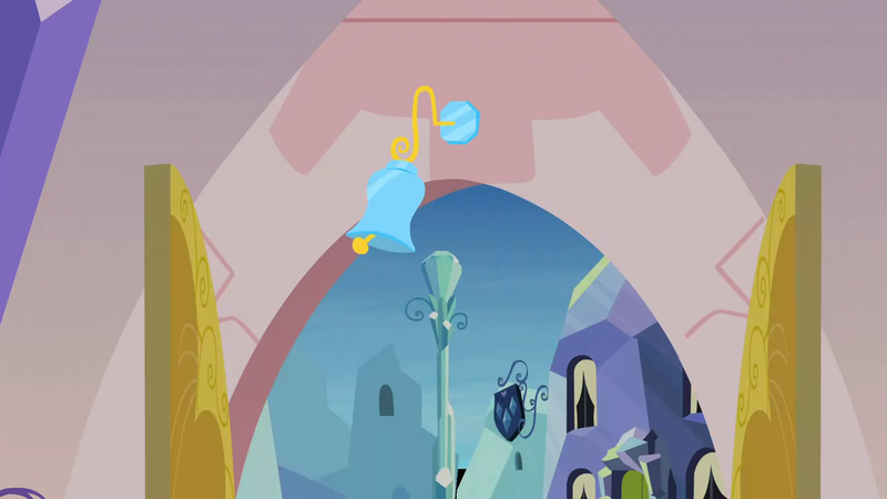 Size: 1280x720 | Tagged: safe, derpibooru import, screencap, games ponies play, background, bell, crystal empire, door, image, no pony, png, scenic ponyville, spa