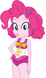 Size: 1024x1727 | Tagged: safe, artist:emeraldblast63, derpibooru import, pinkie pie, human, equestria girls, :o, clothes, female, image, looking at you, o, o mouth, one-piece swimsuit, open mouth, png, simple background, solo, swimsuit, transparent background, vector