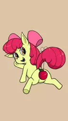 Size: 1080x1920 | Tagged: suggestive, artist:howl echoes, derpibooru import, apple bloom, pony, apple, female, filly, food, image, implied foalcon, jpeg, solo, strategically covered, underage