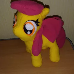 Size: 1080x1080 | Tagged: safe, artist:jbond, derpibooru import, apple bloom, earth pony, pony, bow, female, filly, handmade, image, irl, jpeg, mane bow, photo, plushie, solo