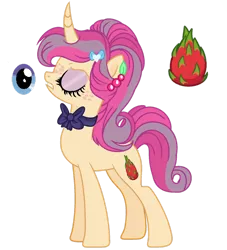 Size: 1280x1407 | Tagged: safe, artist:venomous-cookietwt, derpibooru import, oc, pony, unicorn, bowtie, female, image, magical lesbian spawn, mare, offspring, parent:pinkie pie, parent:sour sweet, png, simple background, solo, transparent background