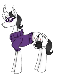 Size: 2842x3731 | Tagged: safe, artist:agdapl, derpibooru import, ponified, bicorn, pony, clothes, crossover, curved horn, horn, image, leonine tail, male, mask, multiple horns, png, simple background, solo, spy, stallion, team fortress 2, transparent background