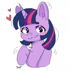 Size: 401x407 | Tagged: safe, artist:dearysnowy, derpibooru import, twilight sparkle, pony, beanbrows, bust, chest fluff, eyebrows, female, heart, image, mare, ms paint, png, simple background, solo, white background