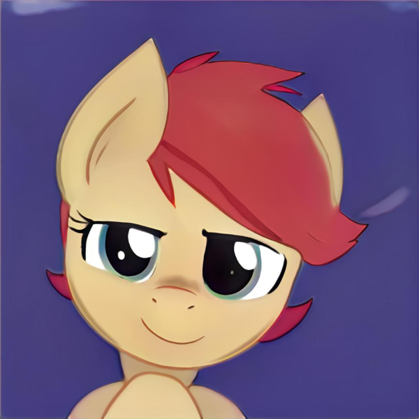 Size: 1024x1024 | Tagged: safe, artist:thisponydoesnotexist, derpibooru import, machine learning generated, oc, earth pony, pony, female, image, mare, neural network, plotting, plotting your demise, png, red mane, scheming, solo, up to no good