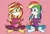 Size: 1890x1276 | Tagged: safe, artist:bugssonicx, derpibooru import, rainbow dash, sunset shimmer, equestria girls, barefoot, feet, female, gag, image, lesbian, png, rope, shipping, sunsetdash, tied up