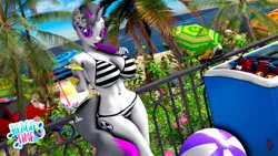 Size: 3840x2160 | Tagged: suggestive, artist:shadowuwu, artist:theshadow, derpibooru import, oc, oc:hazel radiate, unofficial characters only, anthro, bird, macaw, parrot, unicorn, 3d, anthro oc, beach, beach ball, beach umbrella, belly button, big breasts, bikini, breasts, busty oc, car, clothes, cloud, cocktail, commission, commissioner:biohazard, cooler, drink, eyebrows, eyelashes, eyewear, female, flower, flower in hair, food, freezer, glasses, high res, horn, image, jpeg, licking, looking at you, palm tree, pinup, popsicle, sand, sexy, solo, solo female, source filmmaker, spycrab, striped swimsuit, sunglasses, swimsuit, tongue out, tree, umbrella, unicorn oc, wall of tags, wallpaper, water, ych result