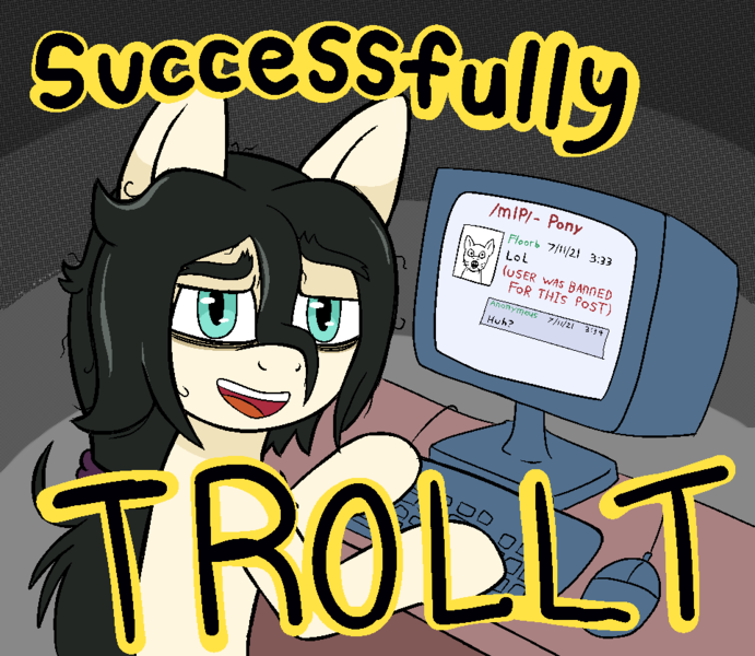 Size: 963x836 | Tagged: safe, artist:scraggleman, derpibooru import, oc, oc:floor bored, pony, /mlp/, 4chan, computer screen, female, image, mare, meme, neet, png, shitposting, text, trolling, wojak