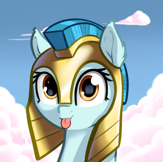 Size: 561x556 | Tagged: safe, artist:neuro, guardian angel (character), pegasus, pony, armor, cloud, cute, female, guardsmare, helmet, image, looking at you, mare, png, royal guard, solo, tongue out