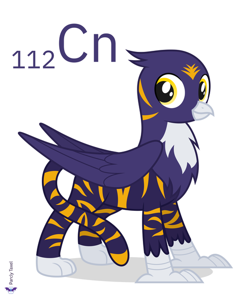 Size: 4000x5000 | Tagged: safe, artist:parclytaxel, derpibooru import, oc, oc:grizmo, unofficial characters only, big cat, gryphon, hybrid, tiger, tiger griffon, series:joycall6's periodic table, absurd resolution, chemistry, commission, copernicium, griffonized, image, looking at you, male, periodic table, png, simple background, smiling, solo, species swap, .svg available, vector, white background