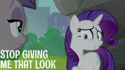 Size: 1280x720 | Tagged: safe, derpibooru import, edit, edited screencap, editor:quoterific, screencap, maud pie, rarity, earth pony, pony, unicorn, season 6, the gift of the maud pie, female, image, jpeg, mare, teeth