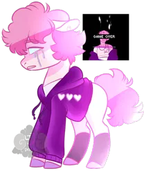 Size: 600x720 | Tagged: safe, artist:lavvythejackalope, derpibooru import, oc, unofficial characters only, earth pony, pony, clothes, crying, ear piercing, earth pony oc, hoodie, image, piercing, png, sad, simple background, transparent background